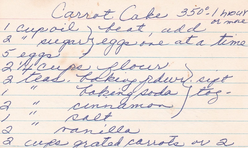 ANN'S CARROT CAKE RECIPE