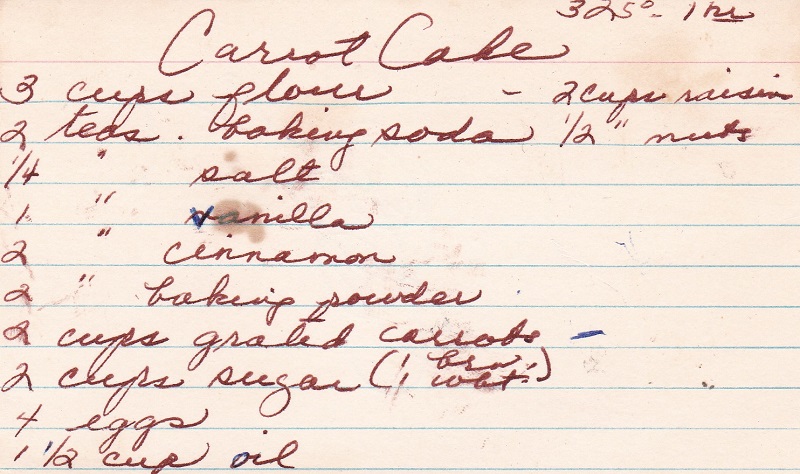 ANN'S CARROT CAKE RECIPE