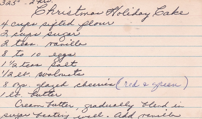 ANN'S CHRISTMAS HOLIDAY CAKE RECIPE