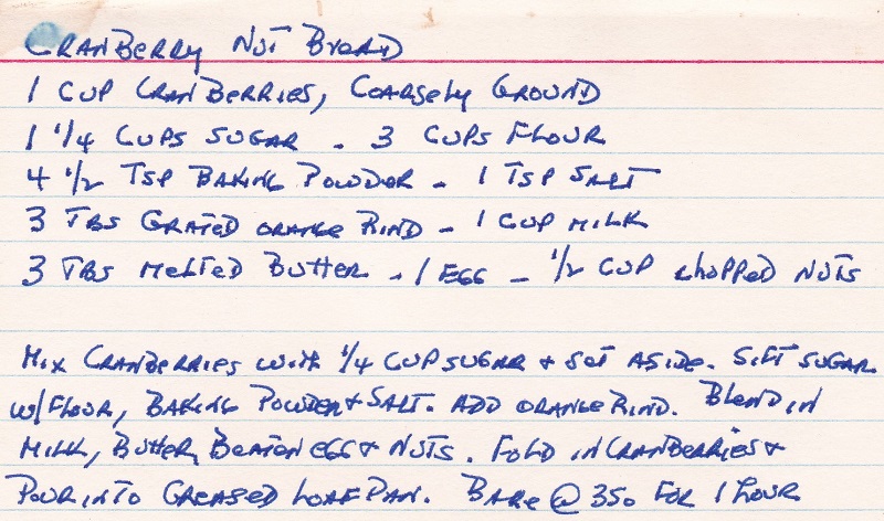 ANN'S CRANBERRY NUT BREAD RECIPE