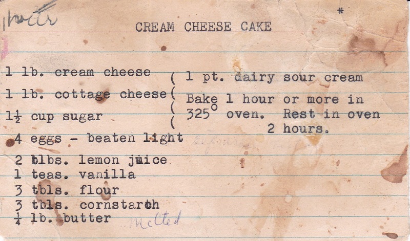 ANN'S CREAM CHEESE CAKE RECIPE