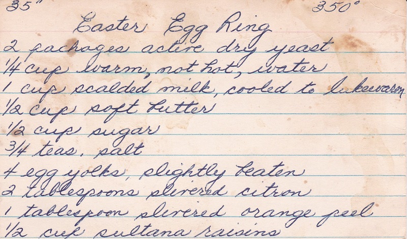 ANN'S EASTER EGG RING RECIPE