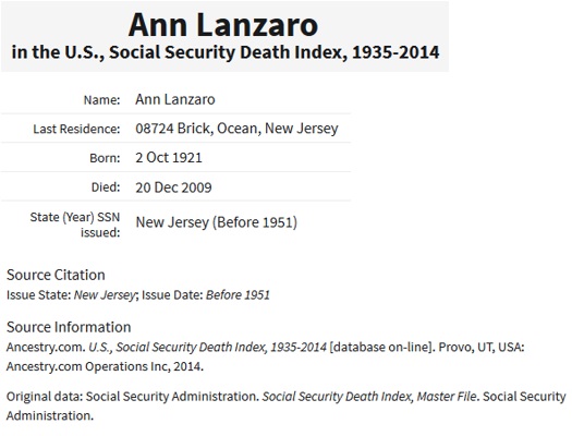 Ann Cannizzaro Lanzaro SSDI