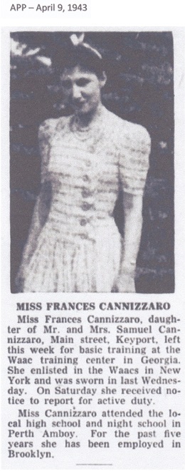 Frances Cannizzaro Military Record