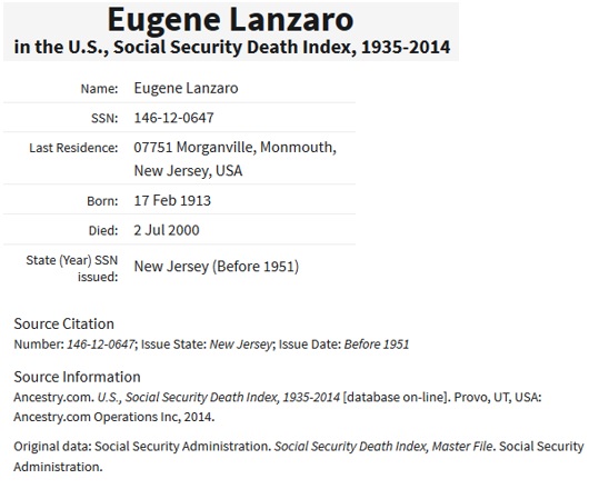 Eugene Lanzaro SSDI