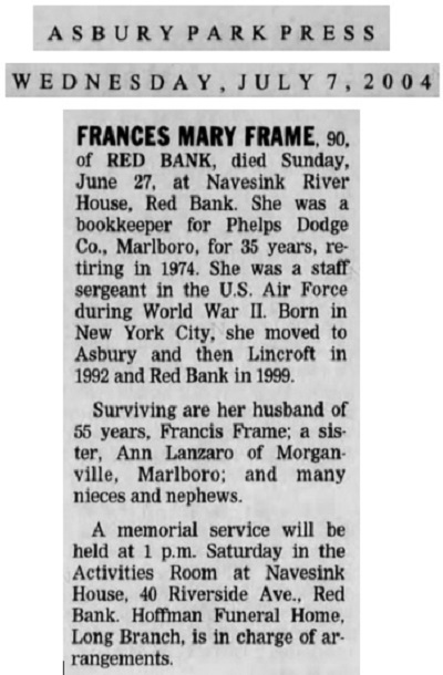 Frances Cannizzaro Frame Obituary