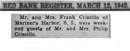 Frank Criscillo and Josephine Ducatelli Marriage Index