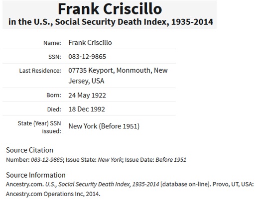 Frank Criscillo SSDI