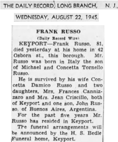 Frank Russo Obituary