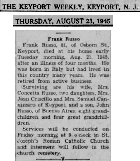 Frank Russo Obituary