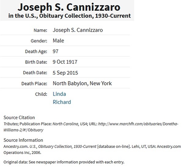 Joseph Cannizzaro Obituary