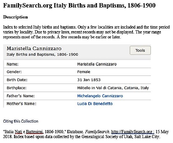 Maristella Cannizzaro Birth Extract