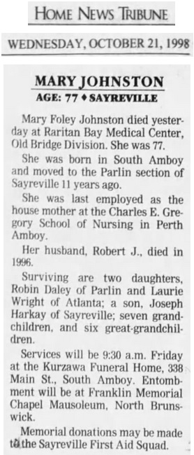 Mary Lucille Foley Johnston Obituary
