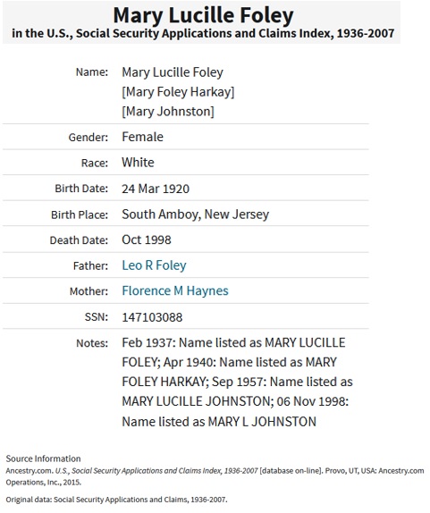 Mary Lucille Foley Johnston SSACI