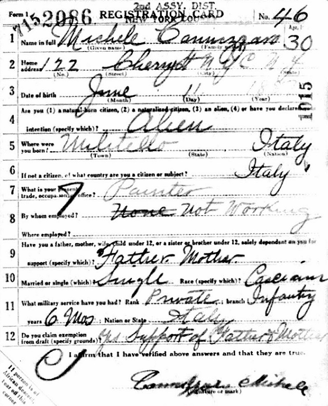 Michele Cannizzaro Military Record