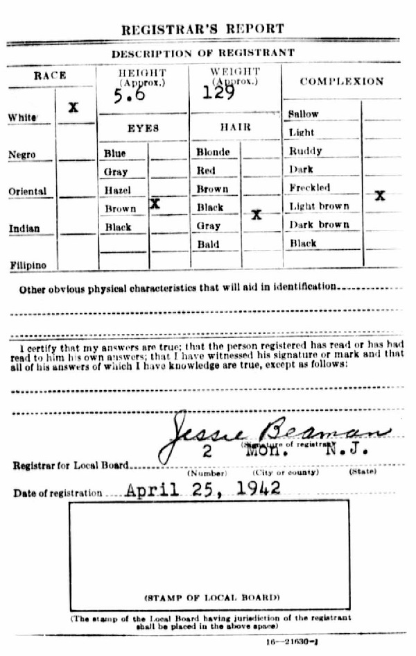 Salvatore Cannizzaro WW2 Draft Registration