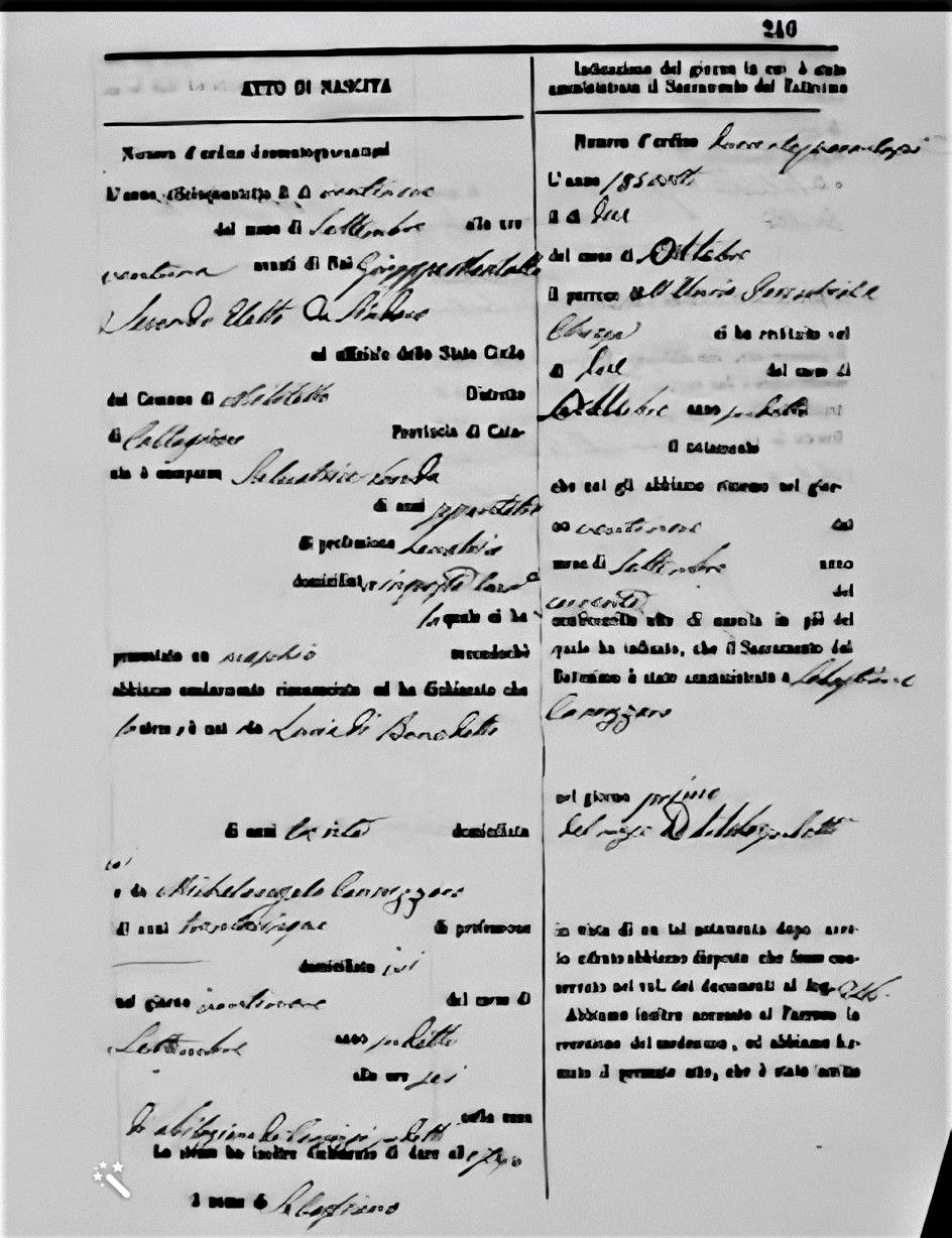 Sebastiano Cannizzaro Birth Record