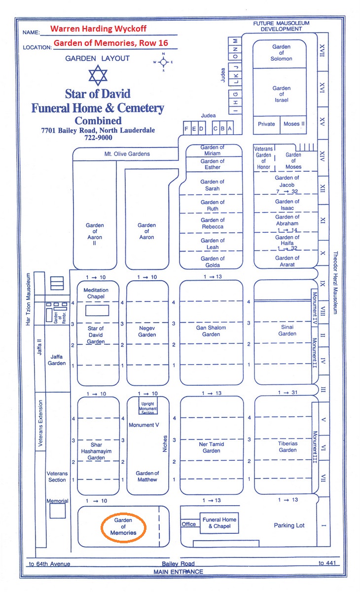 Star Of David Memorial Gardens Map