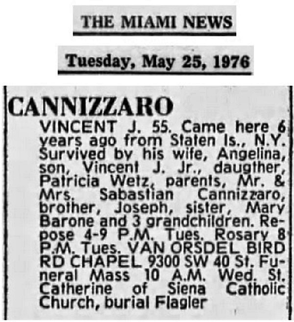 Vincent Cannizzaro Obituary