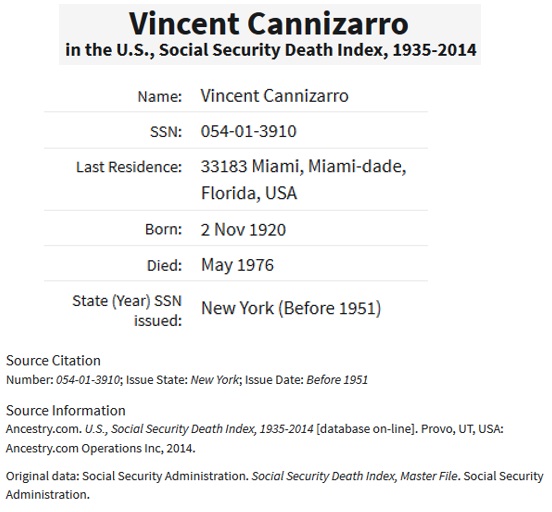 Vincent Cannizzaro SSDI