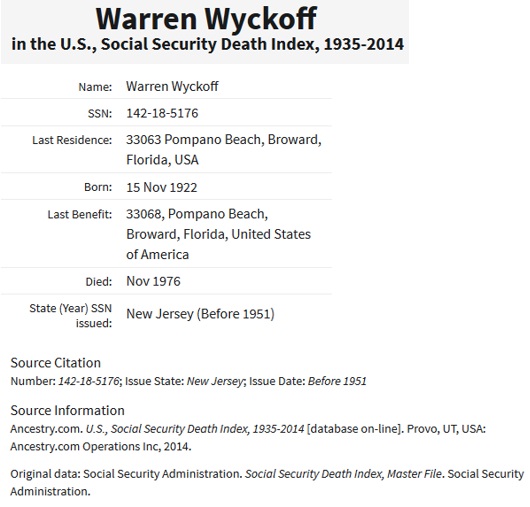 Warren Wyckoff SSDI